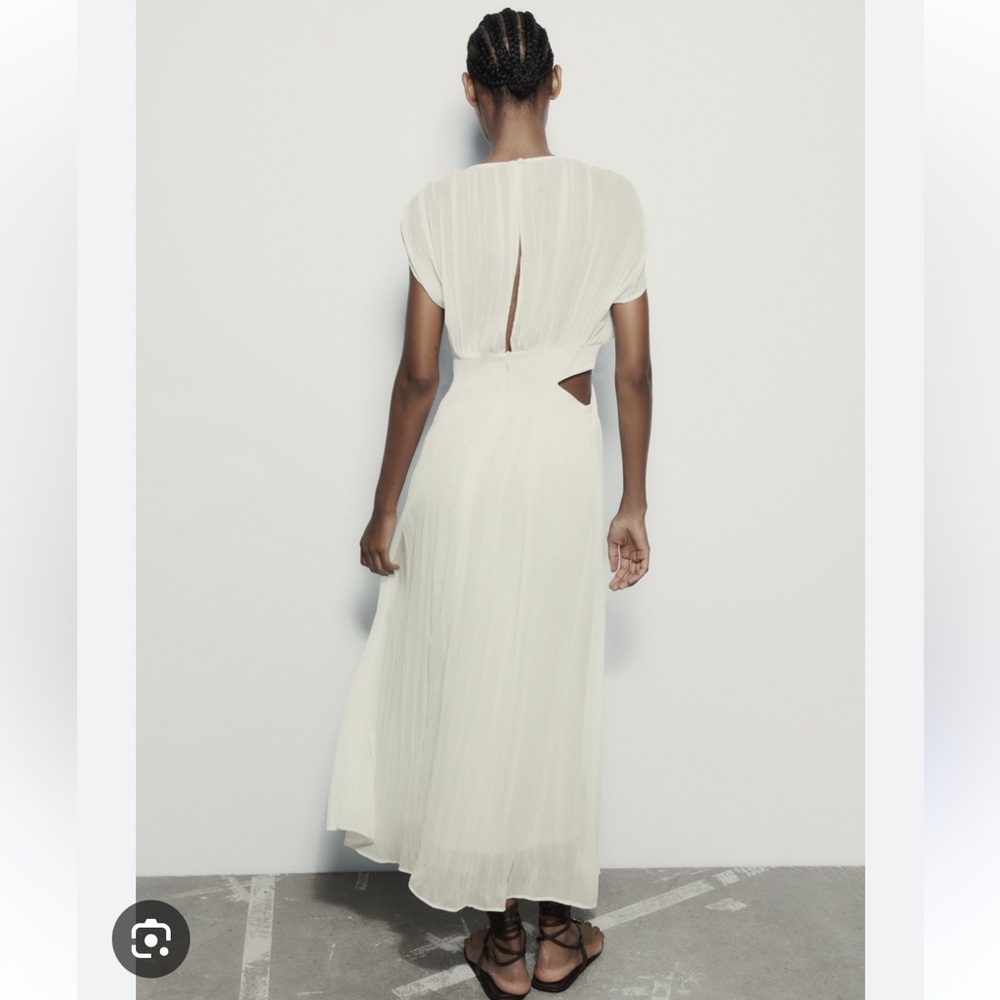 ZARA CUT OUT PLEATED MIDI DRESS - Picture 5 of 8